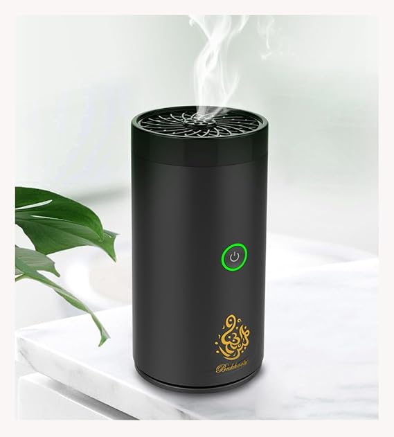 Electric Incense Burner,Portable USB Rechargeable Aroma Diffuser with 7 Colors LED Lights, Arabian Bakhoor Burner Electric Arabic Incense Holder Muslim Home Decoration,B17 Black