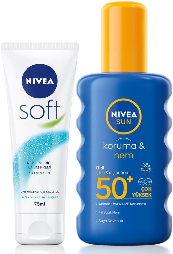 NIVEA Sunscreen & Moisturizing Spray GKF50 200 ml  NIVEA Soft 75 ml hand cream