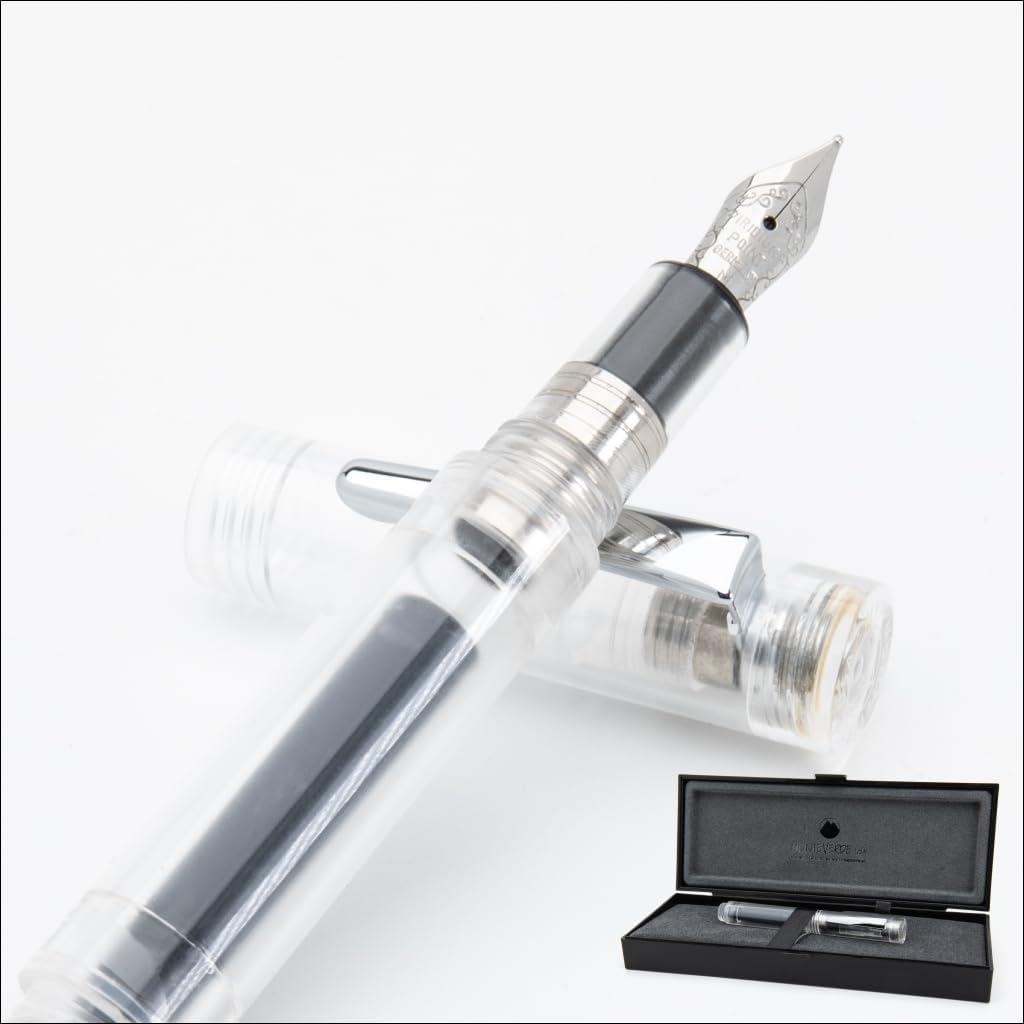 Monteverde MVP Fountain Pen Diamond Clear - Extra Fine Nib - Compact & Versatile Mini Pocket Pen - JoWo German-Made Nib - Cartridge & Eyedropper Fill