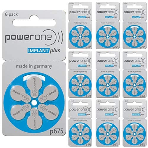 Hearing Help Express PowerOne Implant Plus Cochlear Batteries, Size 675, 120 Batteries  Free Battery Case Keychain