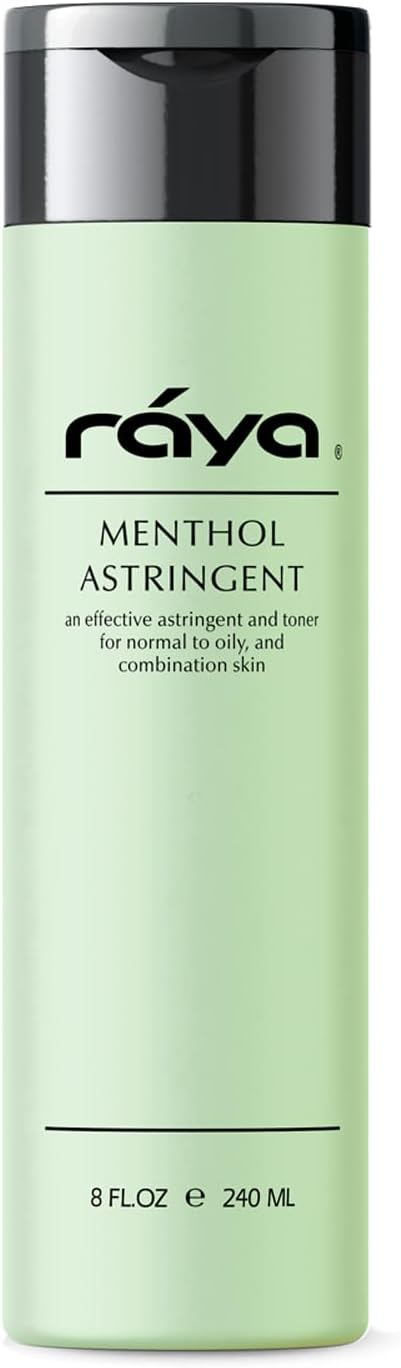 RAYA Menthol Astringent 8 oz (203) | Effective Facial Toner for Combination and Partially Oily Skin Prone to Break-Outs | Helps Refine, Tighten, and Protect pH Balance | Cools, Refreshes and Soothes