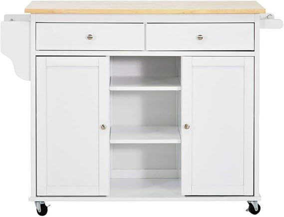 Baxton Studio Meryland White Modern Kitchen Island Cart