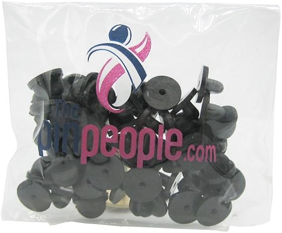 Black PVC Rubber Pin Backs Pack of 50