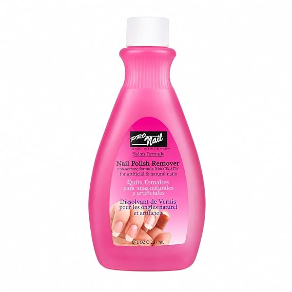 PRONAIL - Non-Acetone Nail Polish Remover, Professional, Maximum Strength, 4 Oz | Gelatin-infused formula removes gel, glitter and dark polish from natural or acrylic nails; cruelty free and paraben free.