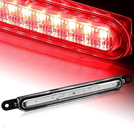 EPARTS Full LED High Mounted Third Brake Tail Light Cargo Lamp Assembly Replacement Compatible With 2008-2017 Mitsubishi Lancer/Lancer EVO Evolution X (Smoke Lens/Red LED)