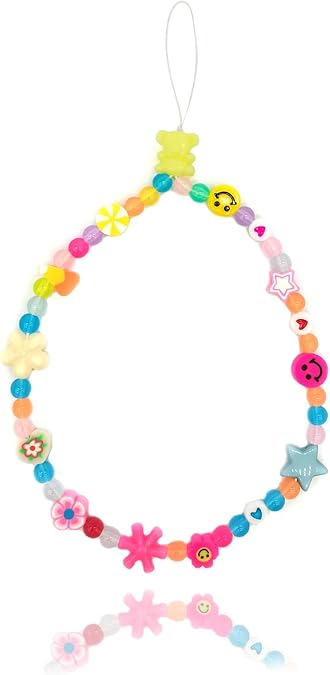 BlingKingdom Beaded Phone Wrist Strap, Colourful Camera Charms