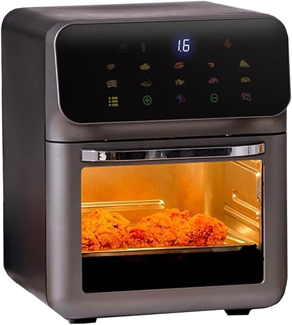 Air Fryer Oven Combo With Rotisserie, Electric Hot Air Fryers, Convection Oven, 10 Touch Screen Presets Fry, Roast, Dehydrate, Bake, 10L Family Size, Large Easy-View Window (Color : /Gray, Size : 11