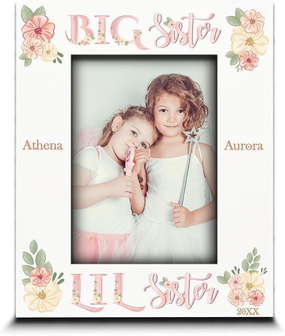 BELLA BUSTA-Personalize Big Sister Lil Sister Photo frame-Sisters-Love Between Sisters, Siblings-Member of the Family- UV Print (5x7 Vertical)