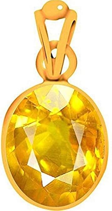 Divya Shakti 7.25-7.50 Carat Yellow Sapphire Pukhraj AAA Quality Gemstone Energized Panchdhatu Pendant For Men and Women