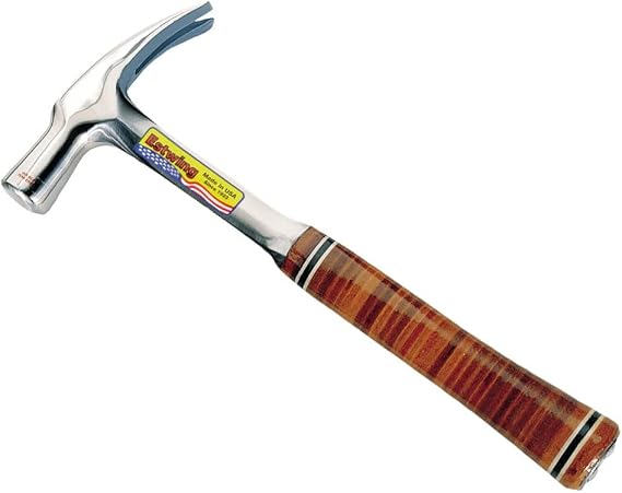 ESTWING Hammer - 24 oz USA Made Straight Rip Claw Hammer with English Pattern Leather & Genuine Leather Grip - E24S