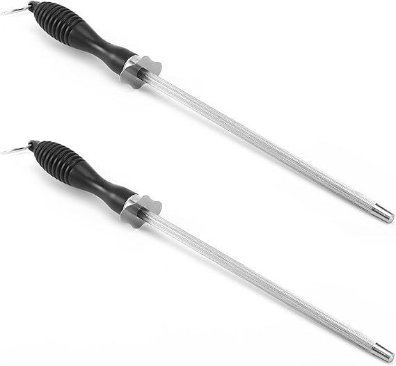 2PCS Kitchen Knife Sharpener, Sharpening Steel Rod Stick Butcher Tool for Steel Ceramic Coated Kitchen Blade Knife Sharpener, Quickly Fast Master Chef Tool