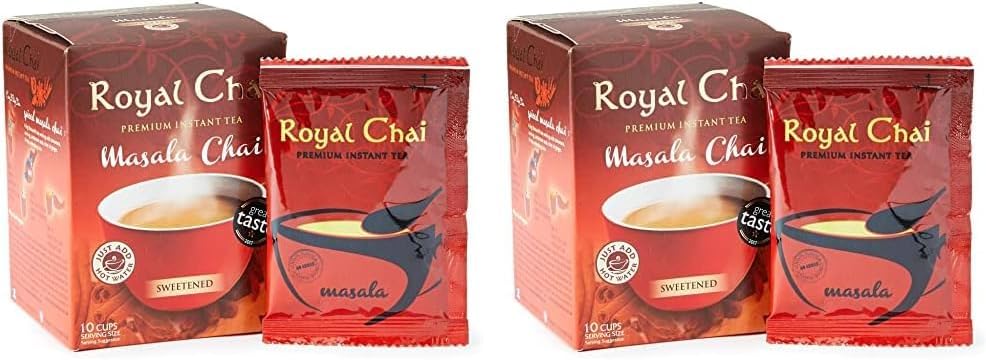Royal Chai, Sweetened Sachets, Masala,10 Count Pack of 2