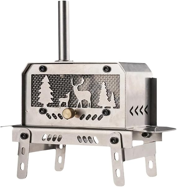 enttgo Outdoor Firewood Stove with Chimney Aromatherapy Holder, Stainless Steel Camping Wood Stove for Backpacking Fishing