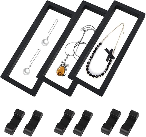 3PCS 3D Floating Frame Display Stand, Transparent Display Frame, Challenge Coin Holder for Jewelry Antique Specimens, 9.1x3.5 Inches