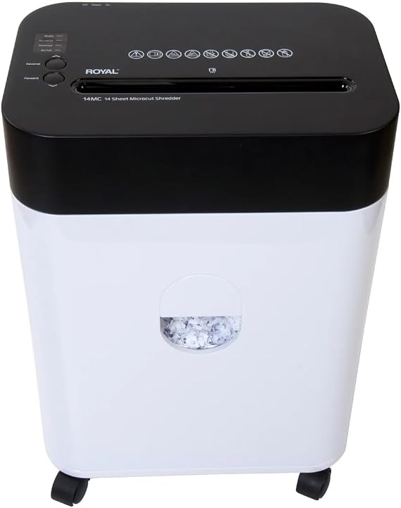 Royal Shredder Micro-Cut Paper Shredder, 14-Sheet, Black/White