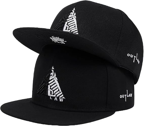 Outlaw Thug Life Triangle Logo Embroidered Snapback Baseball Cap, Black, Hip-Hop Style, Adjustable Fit