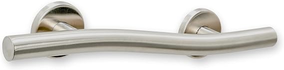 18 Wave-Shaped Grab Bars for Shower in 1.25 Dia, Right Handed | ADA Handicap Grab Bars for Seniors Can Hold up to 500 lbs | Grab Bars for Wall in Brushed Finish
