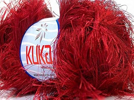 Kuka Jungle Red Long Eyelash Yarn 50 Gram