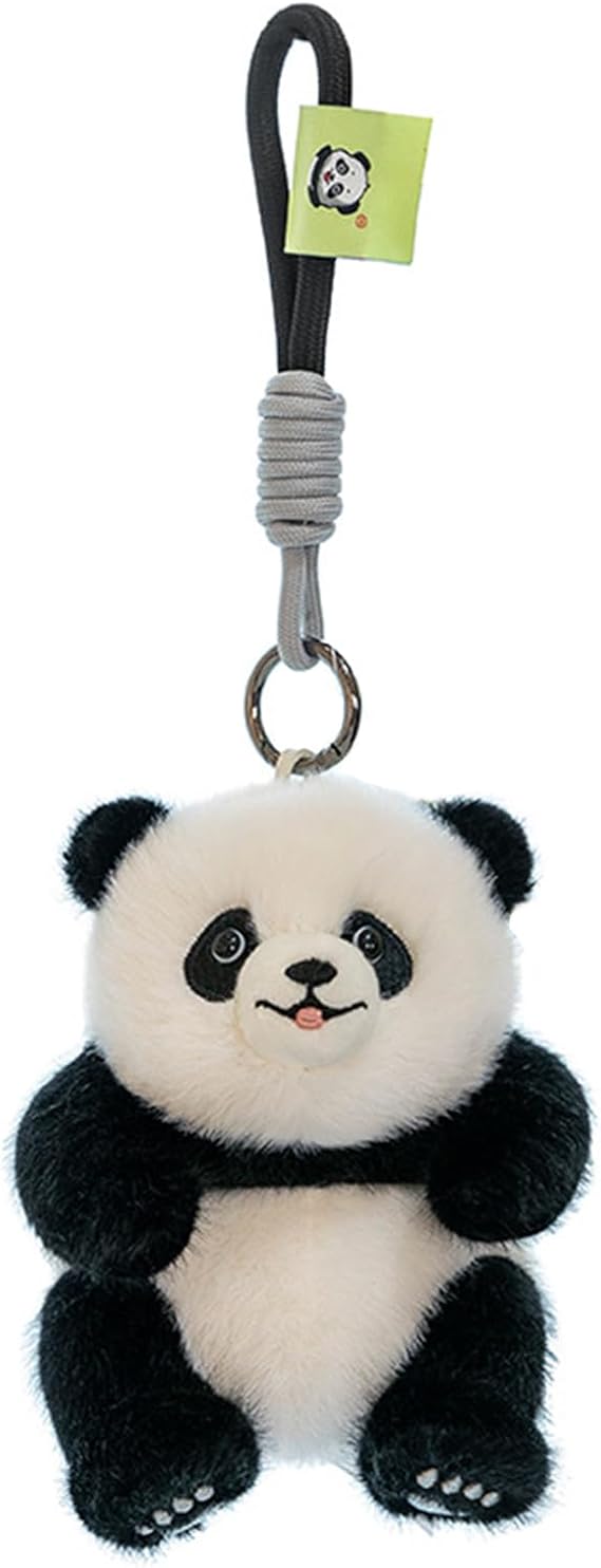 Tizee Panda Keychain - Plush Stuffed Animal Bag Charm for Car Keys, Backpacks, and Handbags