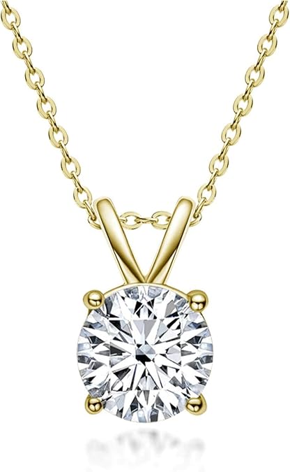 The Diamond Channel Certified LAB GROWN 0.25-2.00ct Diamond Necklace for Women, 14 Karat Solid Gold 4-Prong Necklace, Gold Diamond Necklace For Women (F-G Color, VS1-VS2 Clarity) (yellow-gold, 0.50 cttw)