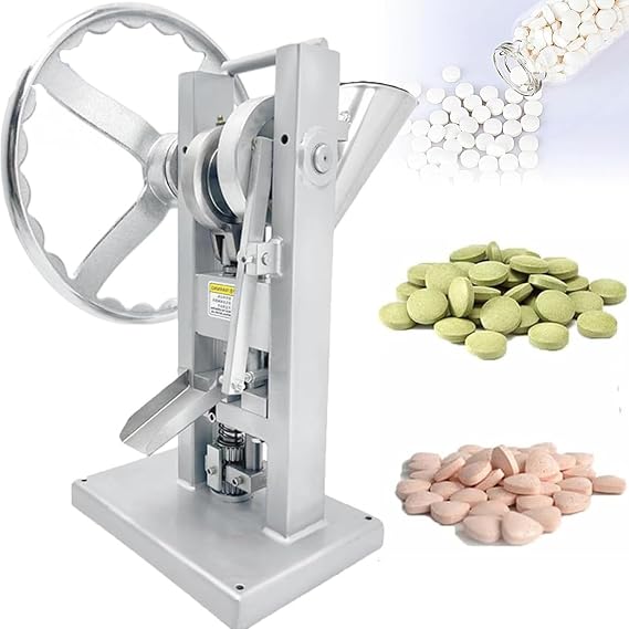 Lab Industrial Tablet Press Machine, 6mm/8mm/10mm/12mm Manual Tablet Press, Stainless Steel Sugar Slice Pill Maker, 0-6mm Thickness Adjustable,10mm