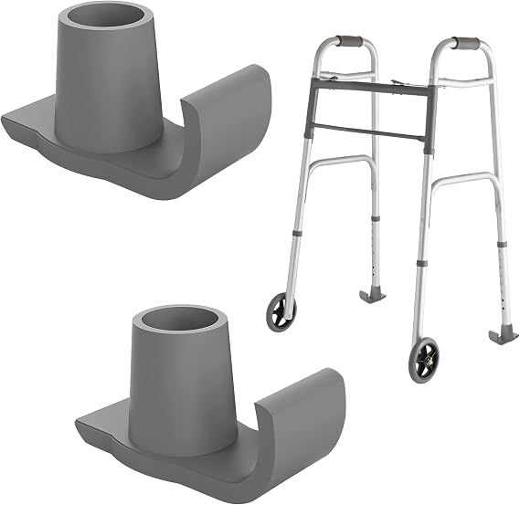 Walker ski Glides 2 Pack, Walker Glide Ski Heavy Duty, Walker Accessories for Seniors Folding Walkers, Easy to Use Rubber Walker Glides, Universal 1" Replacement Glide Caps Tool Free instaltion