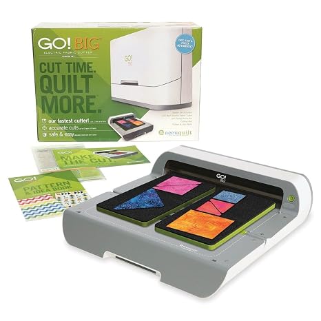 AccuQuilt GO! Big 55500 Electric Fabric Cutting System - Black - 19 x 11 x 6 inches | Effortless One-Button Operation, Cuts Up to 6 Layers of 100% Cotton, Includes Flying Geese Die, Cutting Mat, and Pattern Book