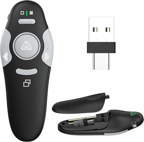 QUI Presentation Clicker Wireless Presenter Remote, Black, A-C