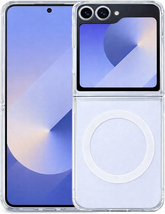 Fenza Samsung Galaxy Z Flip 6 ile Uyumlu Güçlü Mıknatıslı MagSafe Şeffaf Kamera Korumalı Telefon Kılıfı