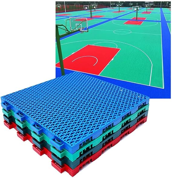 10PCS 30.6CM/1FT Outdoor Modular Interlocking Floor Tiles Basketball Court Tennis Court Volleyball Court Badminton Court DIY Sports Flooring,Light Green
