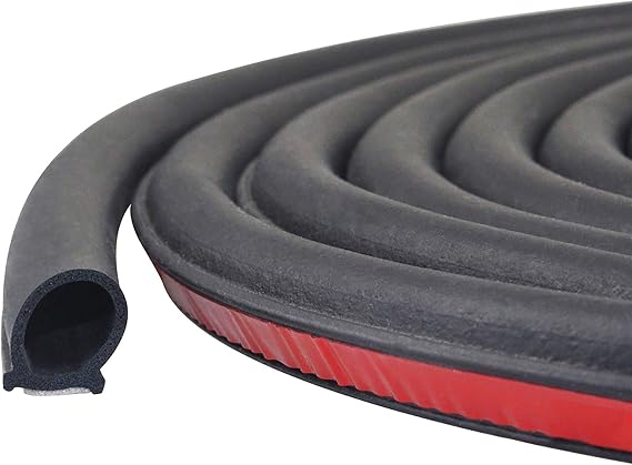 Storystore D-Shape Car Door Seal Strip, Self-Adhesive 11/20" W x 19.7'L