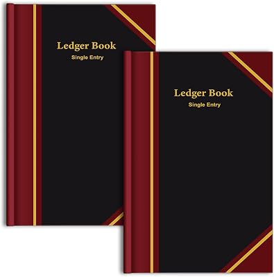 Jetec 2 Pcs Black Ledger Books for Bookkeeping 11.4 x 7.5 Inches Accounting Book Accounting Notebook for Tracking Money, Expenses