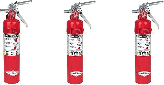 Amerex B417, 2.5lb ABC Dry Chemical Class A B C Fire Extinguisher, with Wall Bracket (3-Pack)