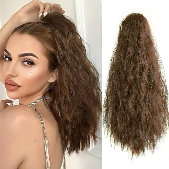 18" Ponytail Extension Claw Clip in Extensions Long Curly for Women