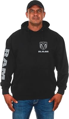 JH DESIGN GROUP Mens Dodge Ram Classic Black Pullover Hoodie Sweatshirt