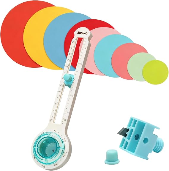 Circle Cutter, Adjustable Circle Paper Cutter with 1 Replacement Blades, Cutting Diameter 8-32cm, Circular Rotary Cutter for Paper Crafts, Paper Trimmer for DIY Craft Scrapbooking Card Making