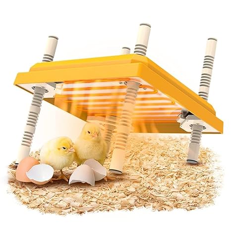 Chick Brooder Heating Plate, 10" x 10" Brooder Heater For Chicks Rutin Chicken Brooder Adjustable Height and Angle Chick Brooder Brooder Plate Chick Warmer Plate for 15 Chickens (Yellow)