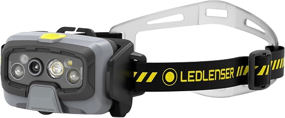 Ledlens 502802 LED Headlight, Rechargeable, HF8R Work Black, Latest Automatic Light Adjustment, Up to 1,600 lm, Bright, IP68, Waterproof, CRI80, Red Sub Light, For Work, Fishing, Climbing, Outdoors,