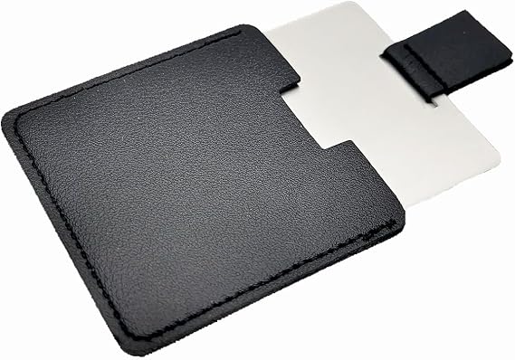 Pocket Mirror Travel Mirror 2.36 Inches Mini Handheld Stainless Steel Unbreakable Mirrors with PU Leather Case (Black)