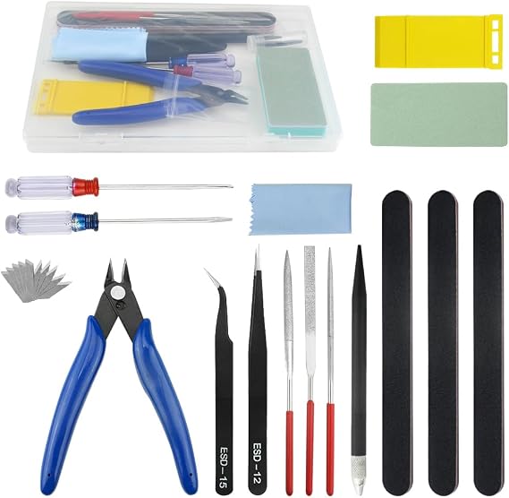 25Pcs Model Basic Tools Craft Set Gundam Model Tools Kit with Plastic Box Assemble Car Hobby Building Repairing and Fixing DIY Craft Kit