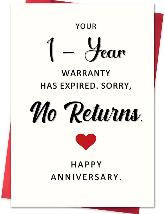 Funny 1st Anniversary Card, Anniversary Card Gifts for Men Women