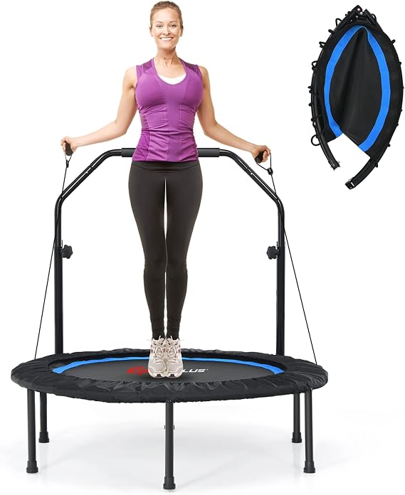 Goplus 40 Folding Fitness Trampoline w/ 2 Resistance Bands