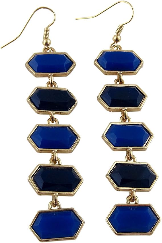 echomerx Hexagon Dangle Earrings Two Tone