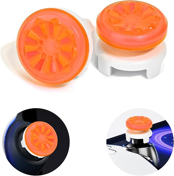 DLseego Thumb Grips Caps for PlayStation Portal Remote Player, Full Protection Anti-Slip & Anti-Scratch Anti-Fingerprint Protective Cartoon Button Cap Cover 2 Thumb Stick Caps - Orange