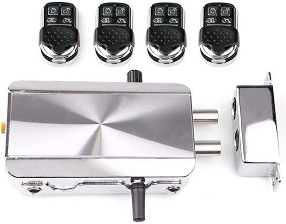 Remote Control Door Lock Kit Smart Anti-Theft Home Security Keyless Deadbolt Access Control System, Zinc Alloy Smart Remote Door Lock Home Security Intelligent Lock, Mechanical Lock with Four Remot