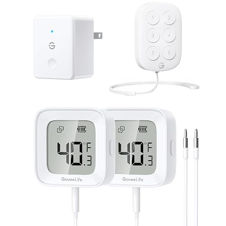 GoveeLife WiFi Freezer Thermometer Bundle with Wireless Mini Smart 6 Button Sensor