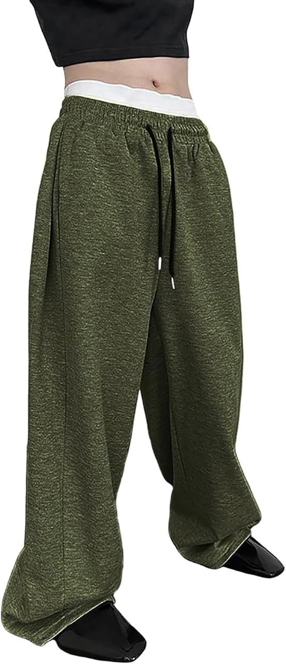 Baggy Sweatpants Men Wide Leg Sweats Pants Cotton Open Bottom Joggers with Pockets Causal Loose Fit Trousers