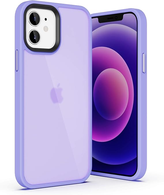 ULAK Compatible with iPhone 12 Case, iPhone 12 Pro Cover, Transparent Frosted Protective Phone Case, Soft TPU Women Girls Shockproof Protective Cover for iPhone 12 & iPhone 12 Pro 6.1 inch, Lilac