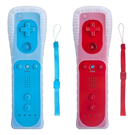 TechKen 2 Pack Wii Controller with Silicone Case and Wrist Strap, Remote for Wii Wii U