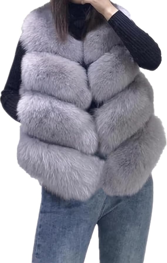Lisa Colly Women's Winter Sleeveless Faux Fur Short Vest